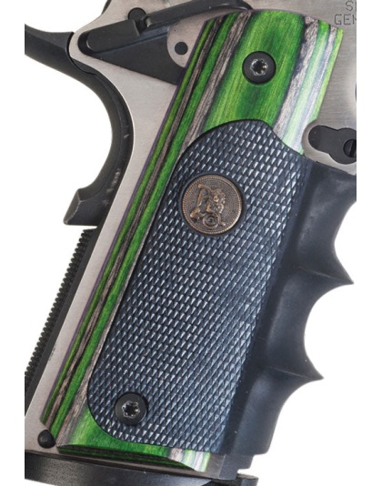 Pachmayr Laminated Wood Grips - 1911 Evergreen Green-black