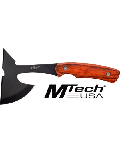 Mc Mtech 9" Tomahawk W-sheath - 3" Black Blade Pakkawood Hndl
