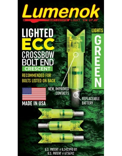 Lumenok Lighted Nock Xbow Grn - Crescent Easton Carbon 3pk