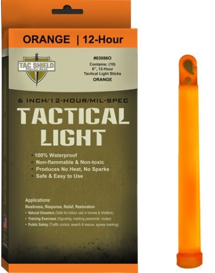 Tac Shield Tactical Light - Stick 12 Hour 6" Orange 10pk