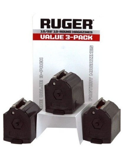 Ruger Magazine 10-22 .22lr - 10-rounds Black Plastic 3pack