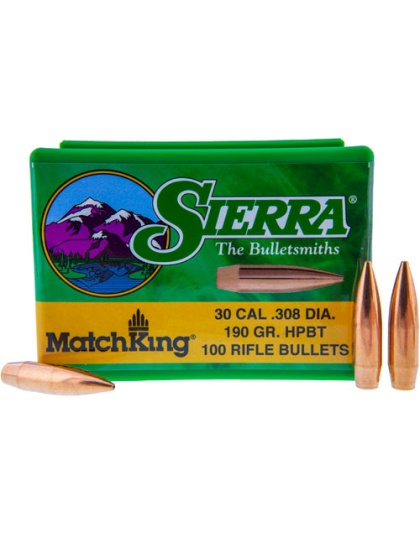 Sierra Bullets .30 Cal .308 - 190gr Hp-bt Match 100ct