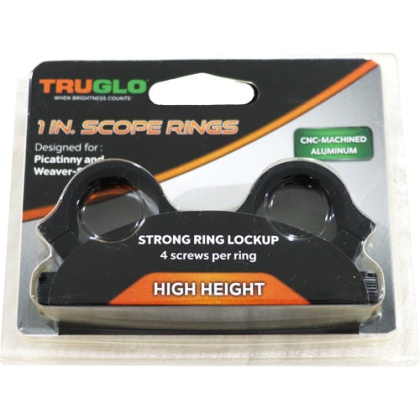 Truglo Rings 1" High Matte - Picatinny-weaver W-4 Screws