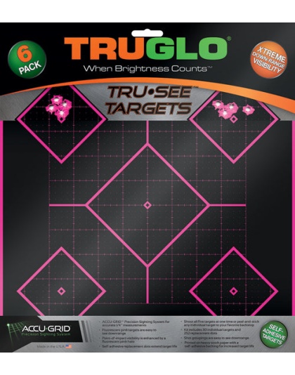 Truglo Tru-see Reactive Target - 5 Daimond 6-pack Pink