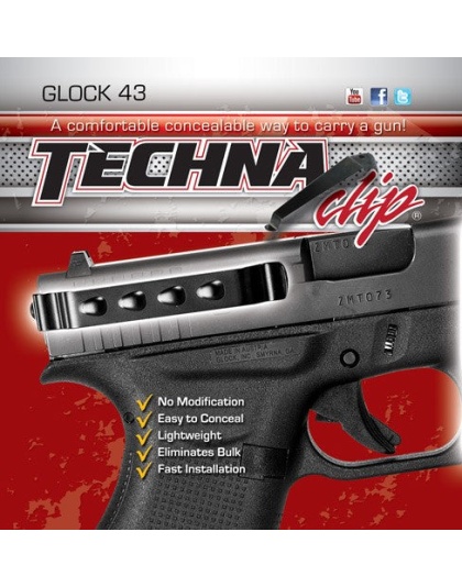 Techna Clip Handgun Retention - Clip Glock 43 Right-left