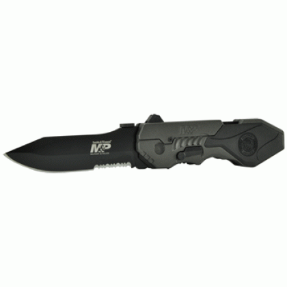 S&w Knife M&p 2nd Gen Spring - Assist 3.6" Drop Pnt Serrated