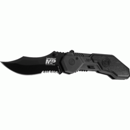 S&w Knife M&p Spring Assist - 2.9" S-s Serrated Drop Point
