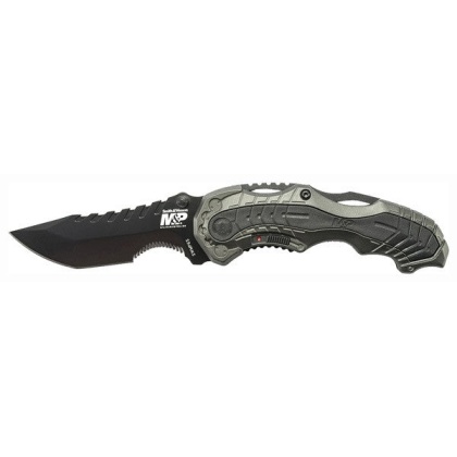 S&w Knife M&p Spring Assist - 3.4" Grey Serrated