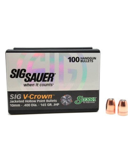 Sierra Bullets 10mm .400 - 165gr Jhp Sig V-crown 100ct