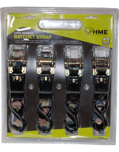 Hme Ratchet Strap 1"x8' - Camo Strap 4pk