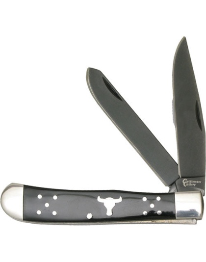 Abkt Cattlemans Cutlery Black - Angus Trapper 2-blade Folder