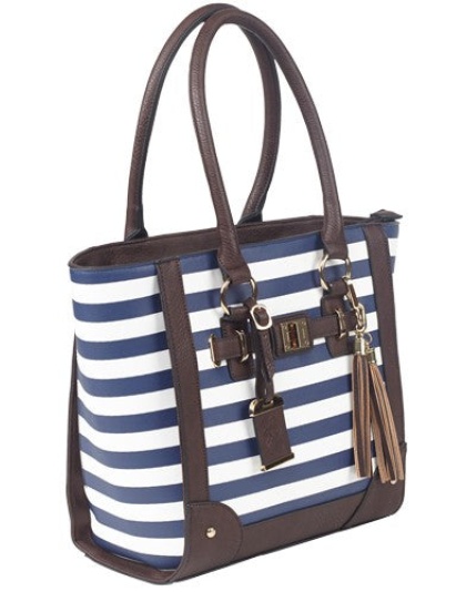 Bulldog Concealed Carry Purse - Tote Style Navy Stripe