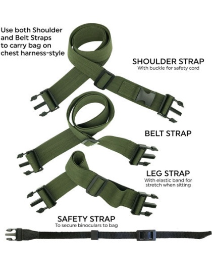 Bino Dock Bino Bag Green - Includes 3 Straps & Safety Crd