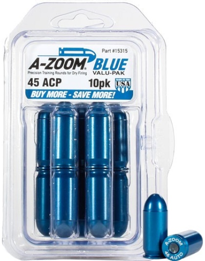 A-zoom Metal Snap Cap Blue - .45acp 10-pack