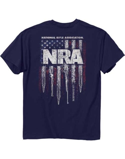 Buck Wear T-shirt Nra "gun - Stripes" Navy X-large