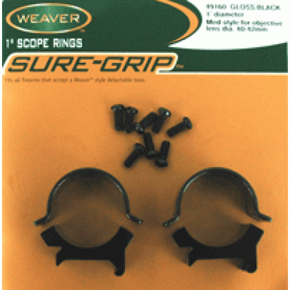 Weaver Rings Detachable Top - Mount Sure-grip 1" Med Black