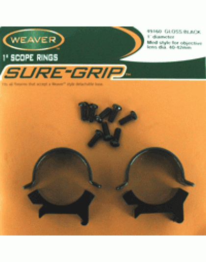 Weaver Rings Detachable Top - Mount Sure-grip 1" Med Black